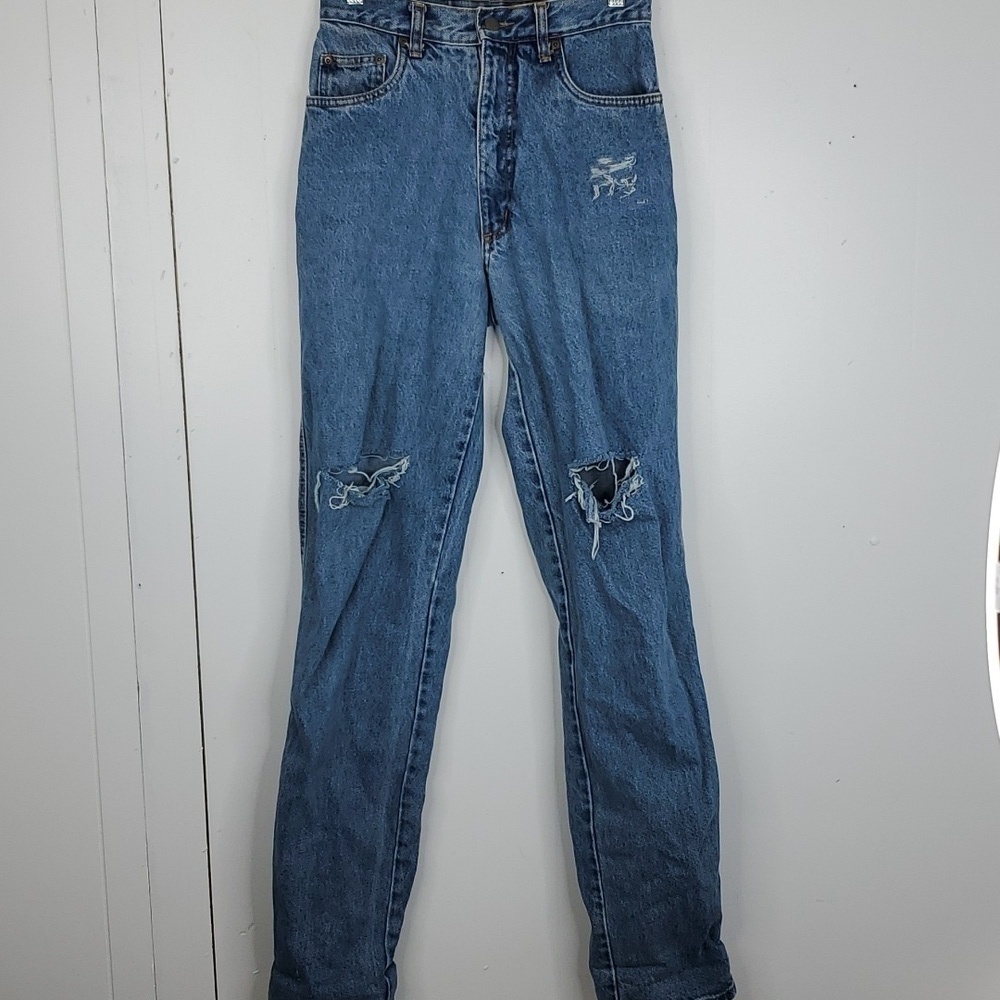 Vintage Panhandle Slim Jeans Straight High Rise Distressed Cotton Womens 7/8